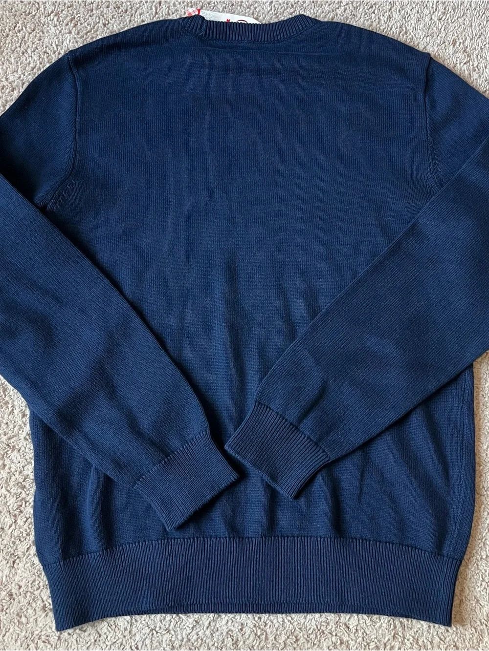 Chaps Navy Crewneck Sweater American Flag Large 100% Cotton NWT